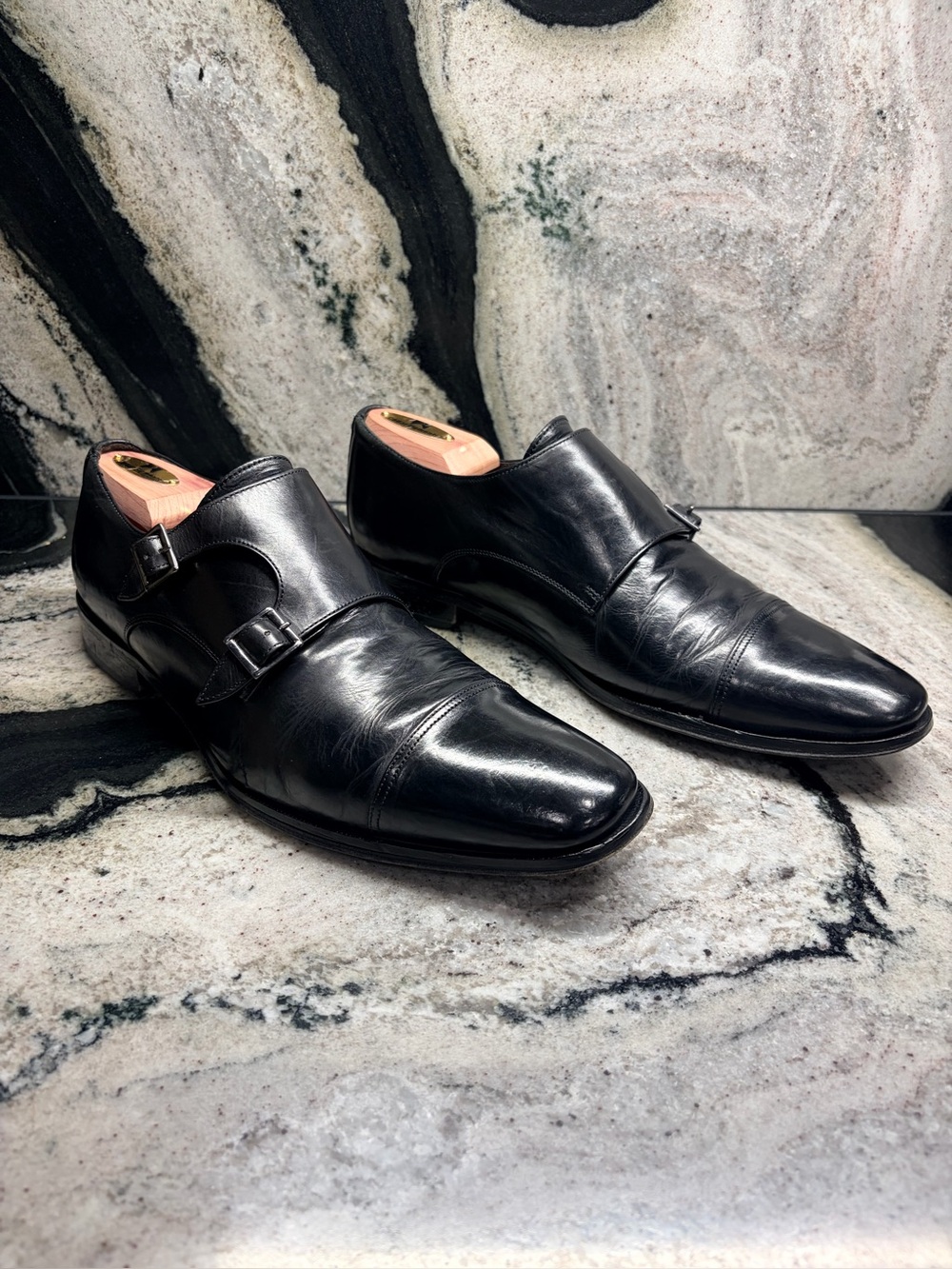 To Boot New York Black Leather Double Monk Strap Shoes Men’s 9.5 Made Italy